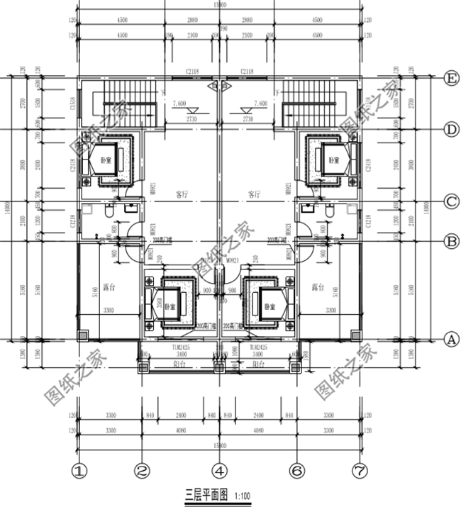 兄弟雙拼四間三層別墅設計圖，這樣建感情更親近，4套戶型外觀全都是精品