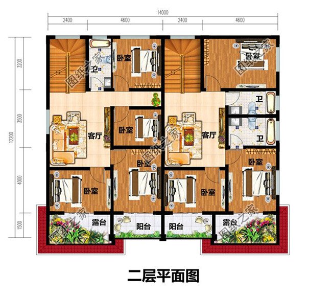 兄弟雙拼四間三層別墅設計圖，這樣建感情更親近，4套戶型外觀全都是精品