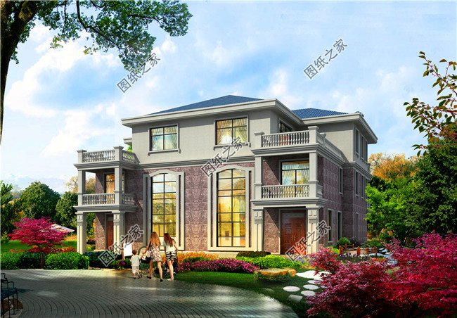 兄弟雙拼四間三層別墅設計圖，這樣建感情更親近，4套戶型外觀全都是精品