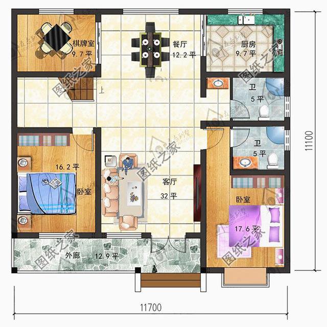 鄉下一層半房子設計圖，既省錢又住的舒適，可以給父母蓋養老房
