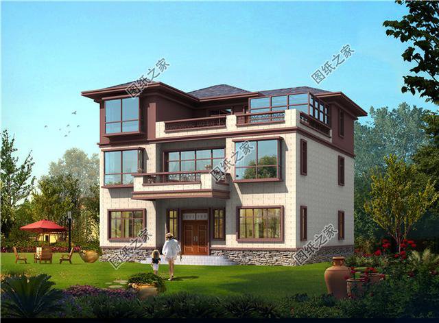 農村三層大氣別墅圖片，建這樣的房子，出去肯定有面兒