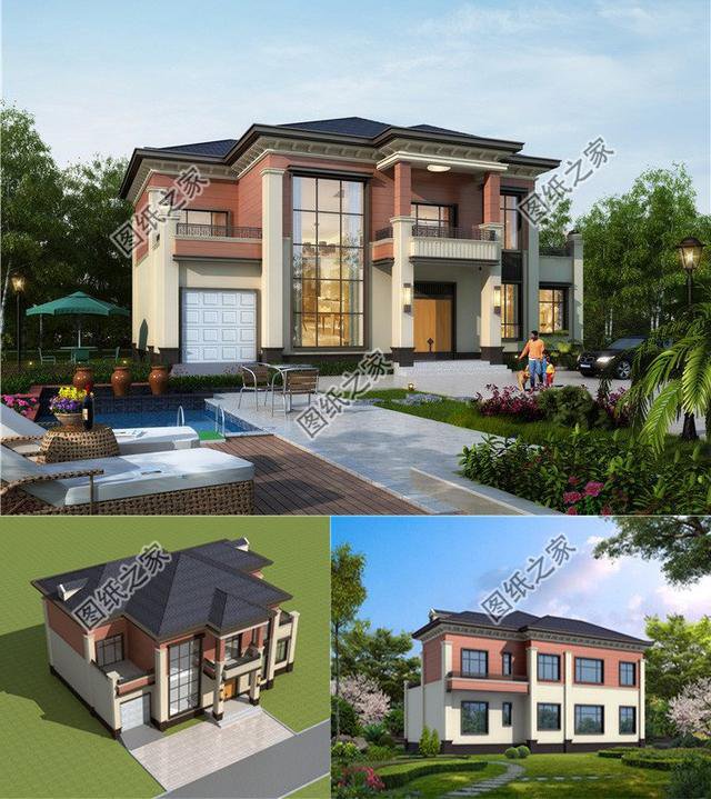 二層自建挑空別墅效果圖，現代感十足，親戚朋友看了都說好