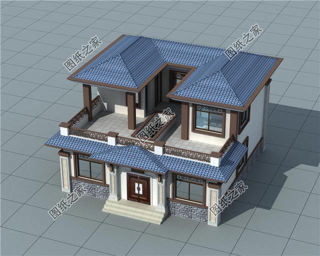 農(nóng)村帶露臺(tái)二層別墅圖，外觀簡(jiǎn)潔漂亮，住著更舒適