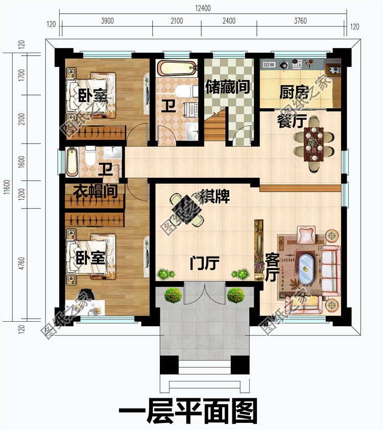 簡歐復式四層別墅房屋設計圖
