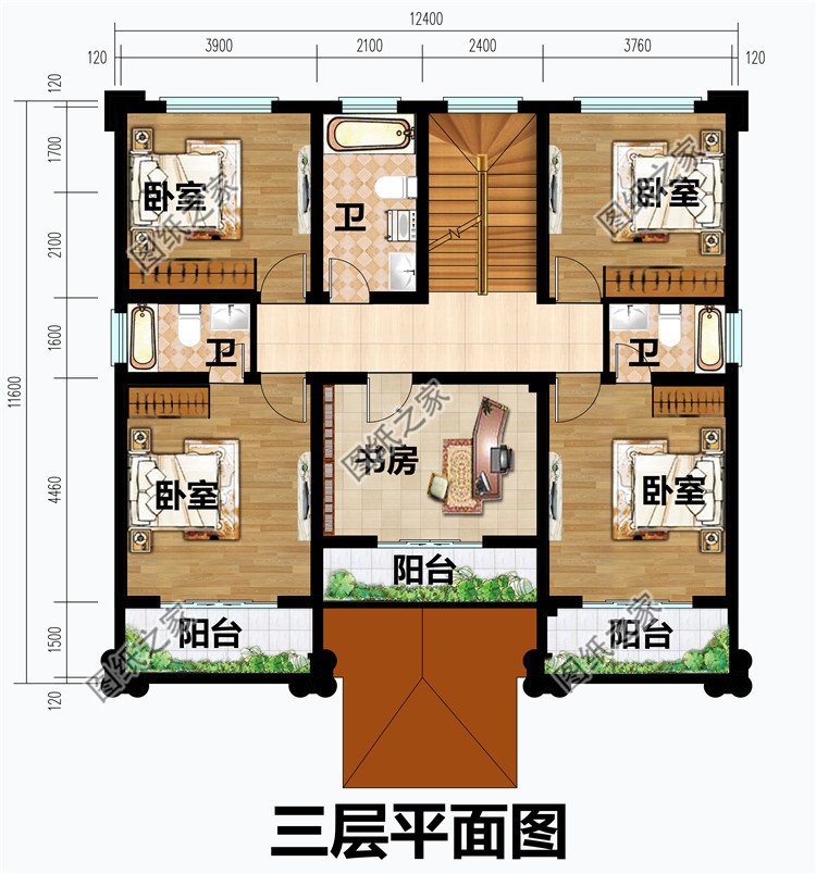 簡歐復式四層別墅房屋設計圖