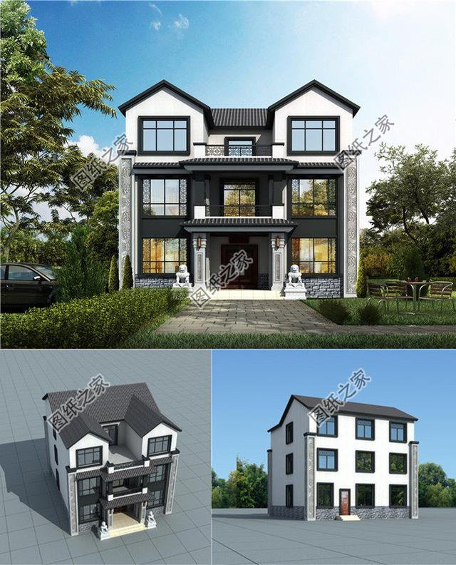 中式仿古自建房設計圖，與傳統元素相結合，適合現代生活習慣