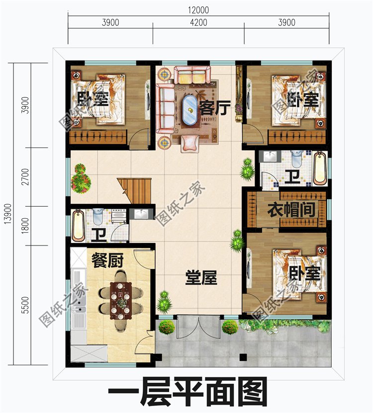 鄉(xiāng)下建房一層半戶型圖