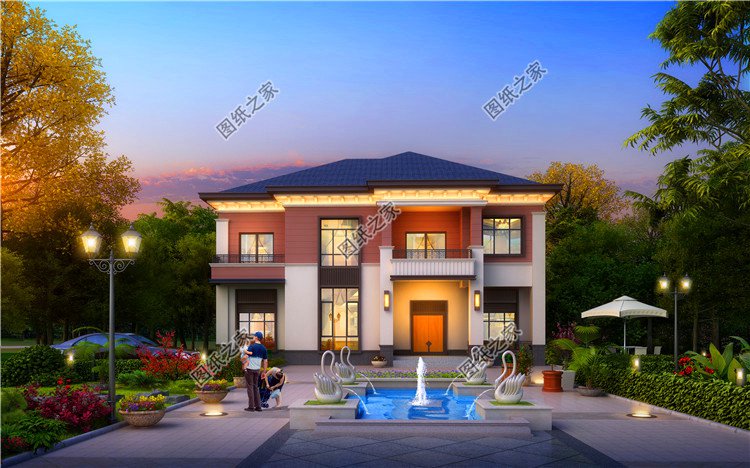 二層豪華別墅，農村200平米自建房圖，宅基地大的不這樣建就可惜了