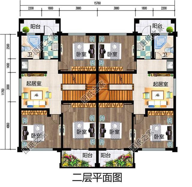 經(jīng)典農(nóng)村兄弟雙拼二層別墅設(shè)計(jì)圖，漂亮大方，快叫上自家兄弟一起蓋吧！