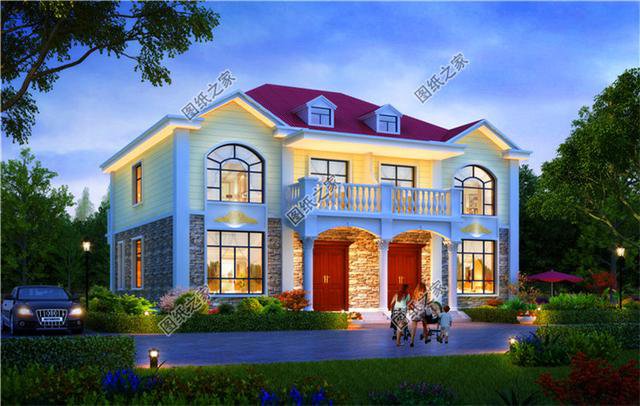 經(jīng)典農(nóng)村兄弟雙拼二層別墅設(shè)計(jì)圖，漂亮大方，快叫上自家兄弟一起蓋吧！