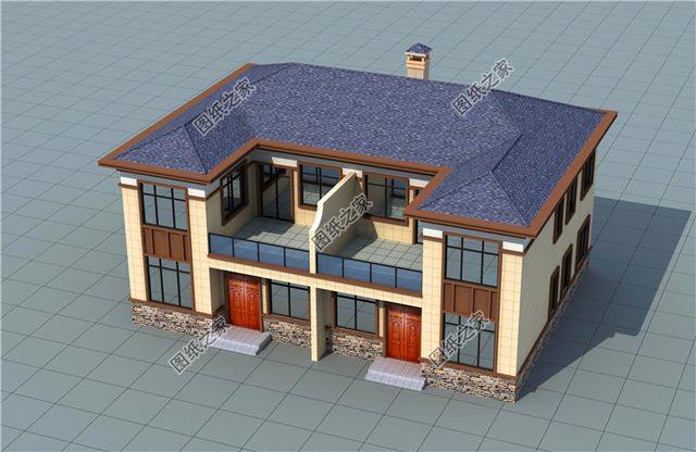 經(jīng)典農(nóng)村兄弟雙拼二層別墅設(shè)計(jì)圖，漂亮大方，快叫上自家兄弟一起蓋吧！