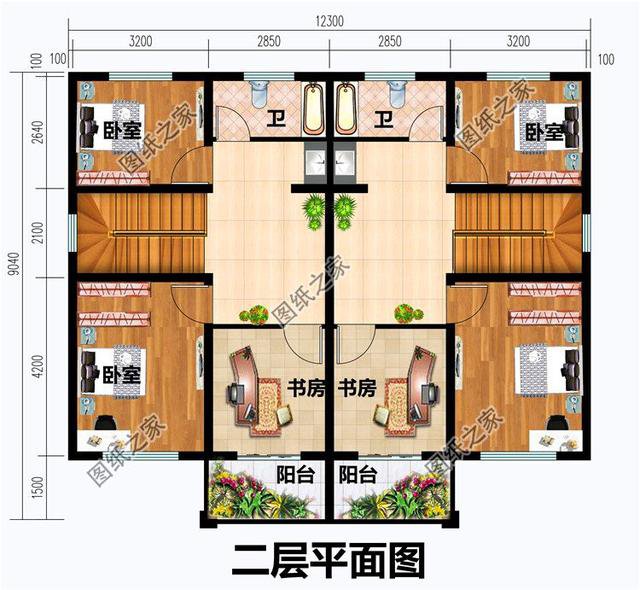 經(jīng)典農(nóng)村兄弟雙拼二層別墅設(shè)計(jì)圖，漂亮大方，快叫上自家兄弟一起蓋吧！