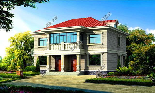 經(jīng)典農(nóng)村兄弟雙拼二層別墅設(shè)計(jì)圖，漂亮大方，快叫上自家兄弟一起蓋吧！