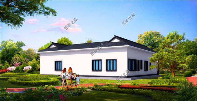 四套最接地氣的農(nóng)村一層三合院效果圖，第二套最好看，含圖紙