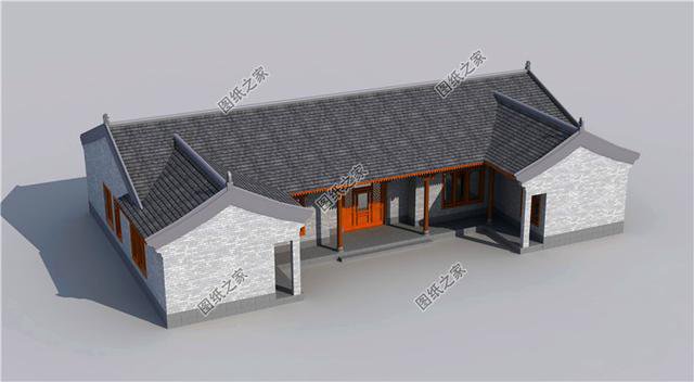 四套最接地氣的農(nóng)村一層三合院效果圖，第二套最好看，含圖紙