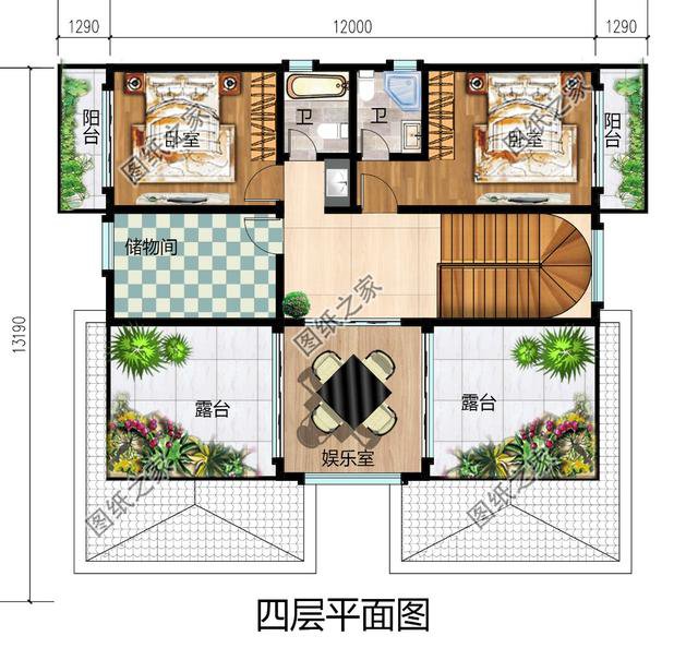 農村自建四層漂亮樓房圖，外觀氣派，選一套回家建造吧！