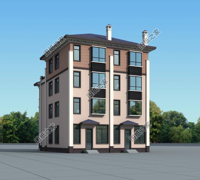 三層雙拼別墅設計圖，兩家人一起建，省時省力又好看