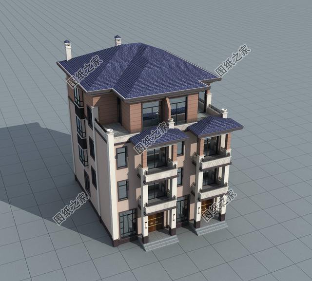 三層雙拼別墅設計圖，兩家人一起建，省時省力又好看