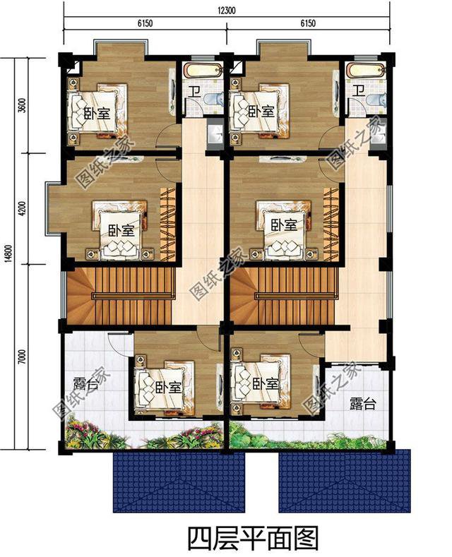 三層雙拼別墅設計圖，兩家人一起建，省時省力又好看