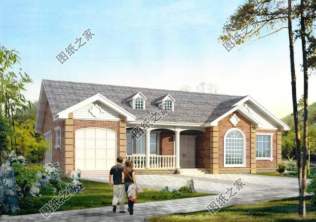 平房帶車庫效果圖，一層自建房也能這樣洋氣