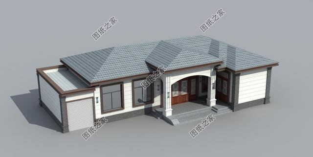 平房帶車庫效果圖，一層自建房也能這樣洋氣