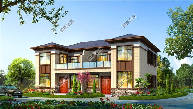 農(nóng)村兄弟雙拼二層別墅圖片，兄弟一起建房，這樣設(shè)計(jì)絕了