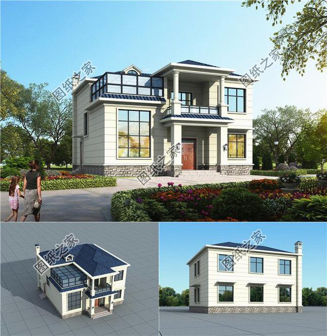 面寬12米二層小別墅圖片，實物圖好看極了，鄰居看了也想建一棟