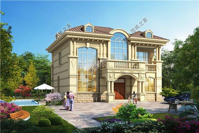 面寬12米二層小別墅圖片，實物圖好看極了，鄰居看了也想建一棟