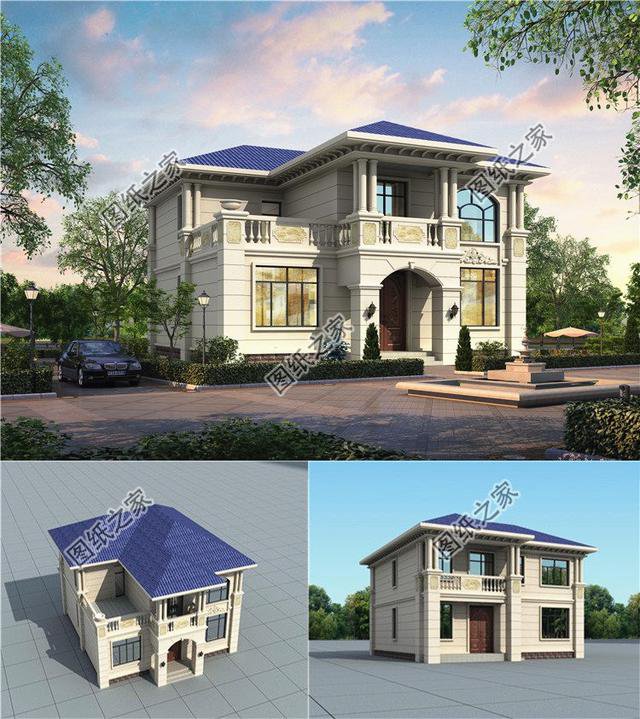 面寬12米二層小別墅圖片，實物圖好看極了，鄰居看了也想建一棟