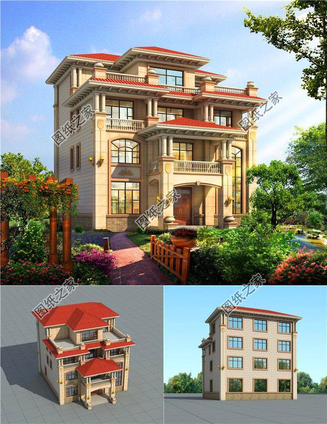 三款4層帶旋轉樓梯別墅設計圖，設計大氣又驚艷，這樣的別墅你值得擁有！