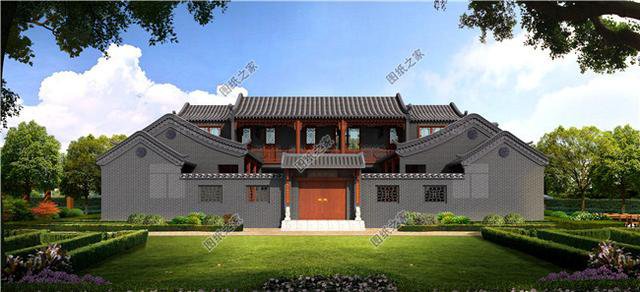 農村中式仿古二層別墅，鄰居見我家建的漂亮，也想來一棟