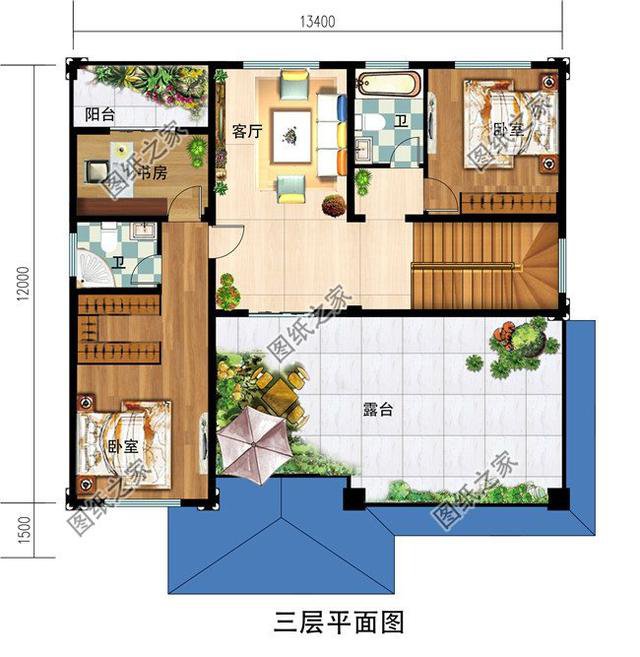 好看三間三層房屋圖，戶型住著舒服，這才是建房的好選擇