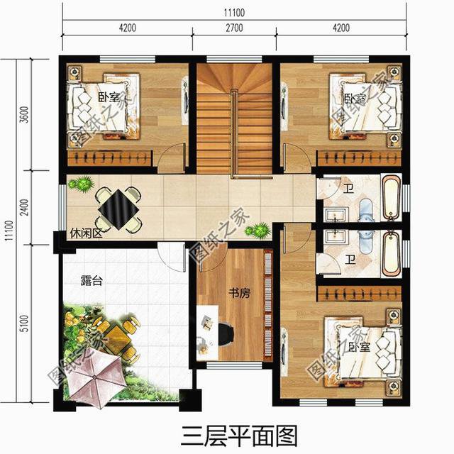 農村三開間樓房戶型圖，三代人居住沒問題，處處有他的魅力所在