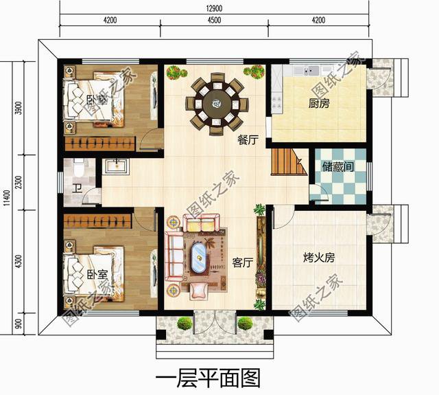 農村三開間樓房戶型圖，三代人居住沒問題，處處有他的魅力所在