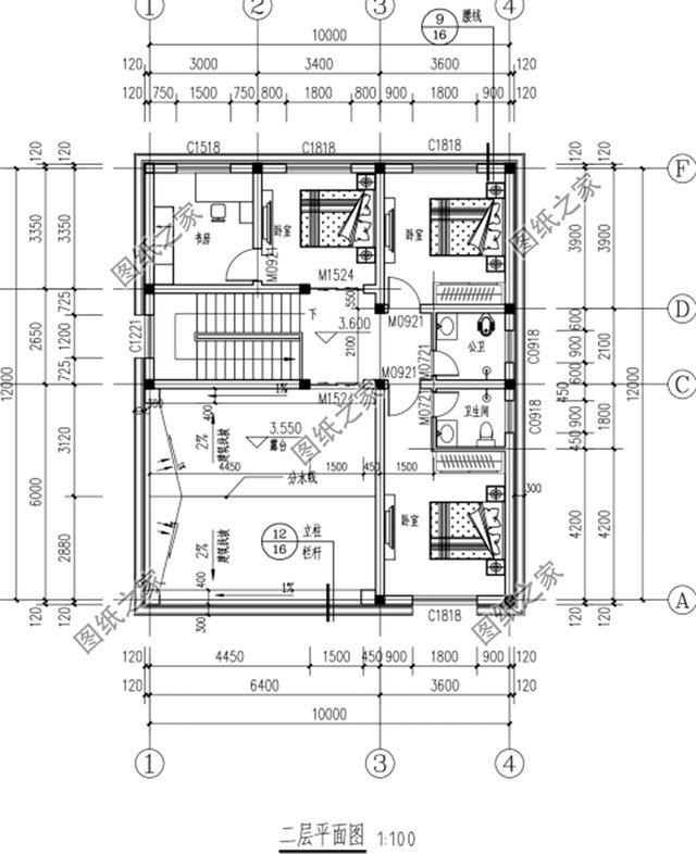 12米x10米農村自建房三層平面圖，分分鐘把別人家房子比下去