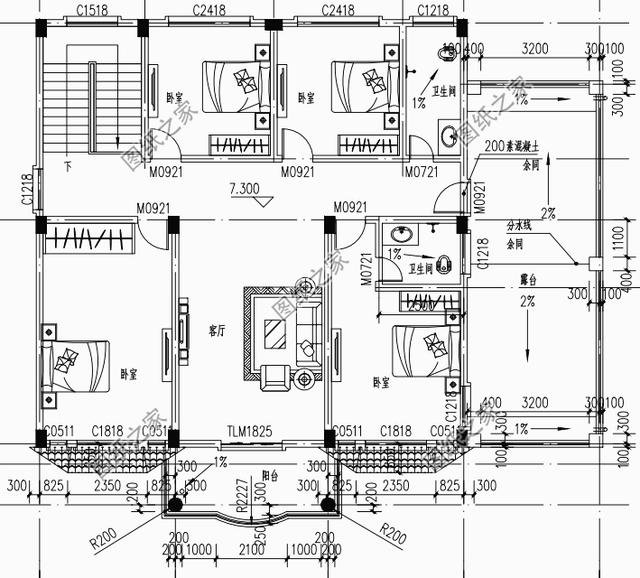 農(nóng)村四開間樓房戶型圖，獨(dú)特的空間配置合理更舒適