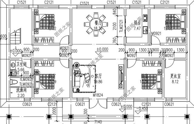 農村二層自建房設計圖紙，大戶型，家里人口多的可以這樣建