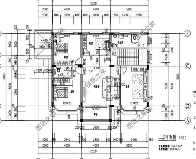 農村自建房設計圖15×12米，簡約大氣，內部結構簡單明了
