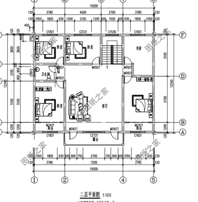 農村自建房設計圖15×12米，簡約大氣，內部結構簡單明了