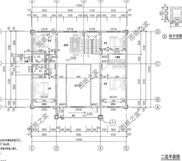 農村自建房設計圖15×12米，簡約大氣，內部結構簡單明了
