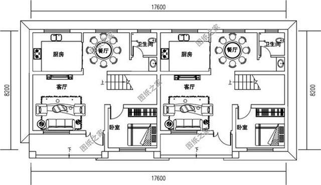 二層雙拼別墅設計圖，兩兄弟蓋更劃算，收藏給你的兄弟看看