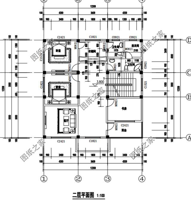 農村三層12米x12米戶型圖，戶型方正，農村自建房的不二選擇