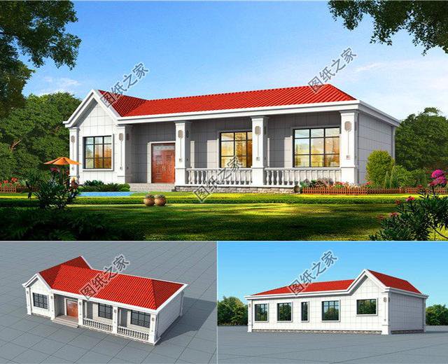 農村自建房一層效果圖，其中第四款是＂七＂字型戶型圖，蓋好驚艷全村