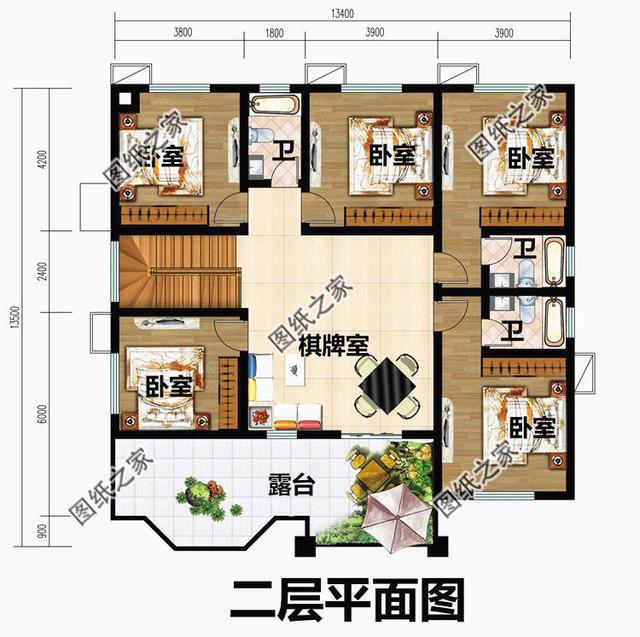 農村二層羅馬柱別墅外形圖，讓你的別墅漂亮大氣，透露著氣質