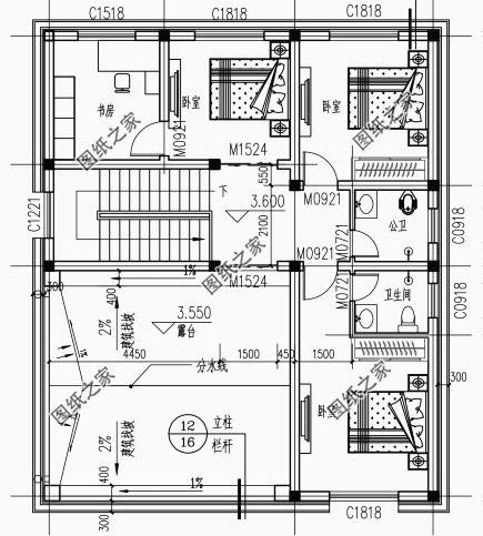 農村二層羅馬柱別墅外形圖，讓你的別墅漂亮大氣，透露著氣質