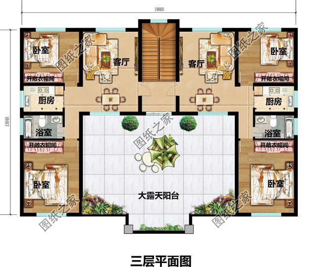 二層和二層半共堂屋雙拼別墅設計圖，建房子傳統習俗不能丟