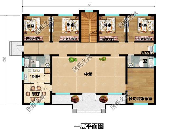 二層和二層半共堂屋雙拼別墅設計圖，建房子傳統習俗不能丟