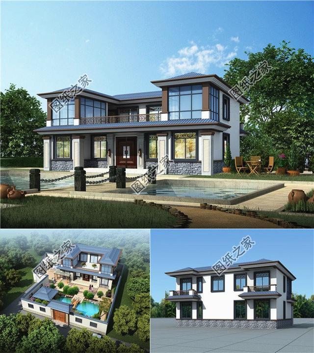 農村帶小院子花園別墅效果圖，不用請設計師，施工隊照著就能建