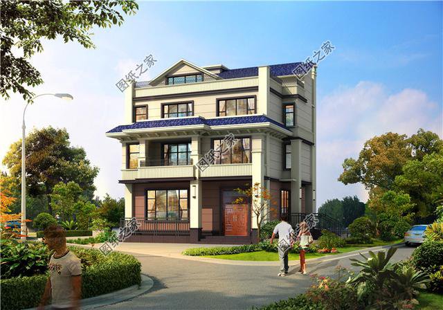 三層半農村別墅外觀圖，簡約大氣，功能豐富，這才是真正的別墅