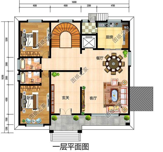 16米三開間三層別墅設計圖，多窗多陽臺設計，難得的好戶型